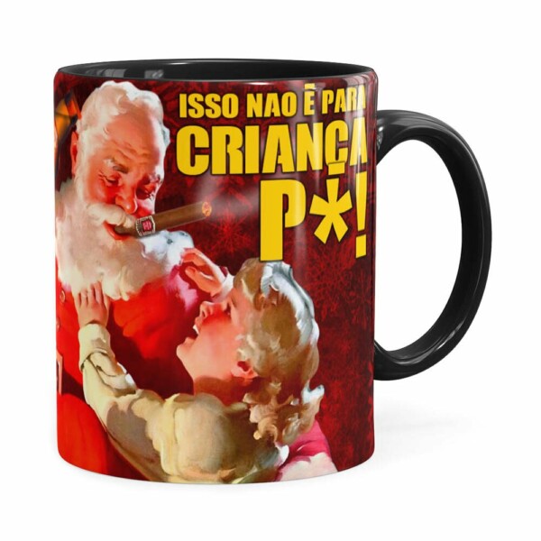 Caneca Natal Skol Com Refri Aqui Não V02 Preta