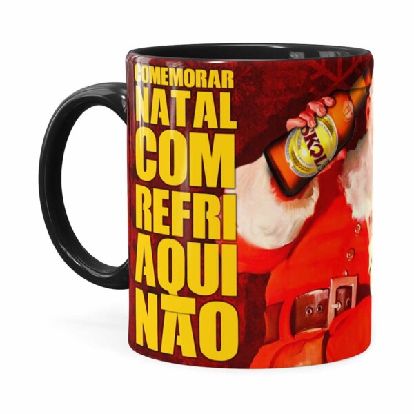 Caneca Natal Skol Com Refri Aqui Não V02 Preta