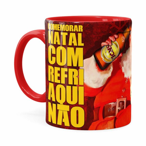 Caneca Natal Skol Com Refri Aqui Não V02 Vermelha