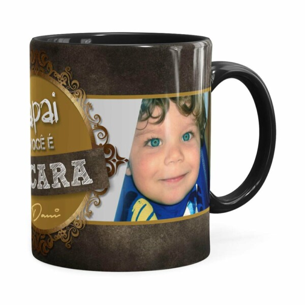 Caneca Papai Você é O Cara 4 Fotos Preta