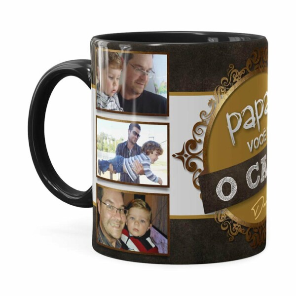 Caneca Papai Você é O Cara 4 Fotos Preta