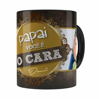 Caneca Papai Você é O Cara 4 Fotos Preta