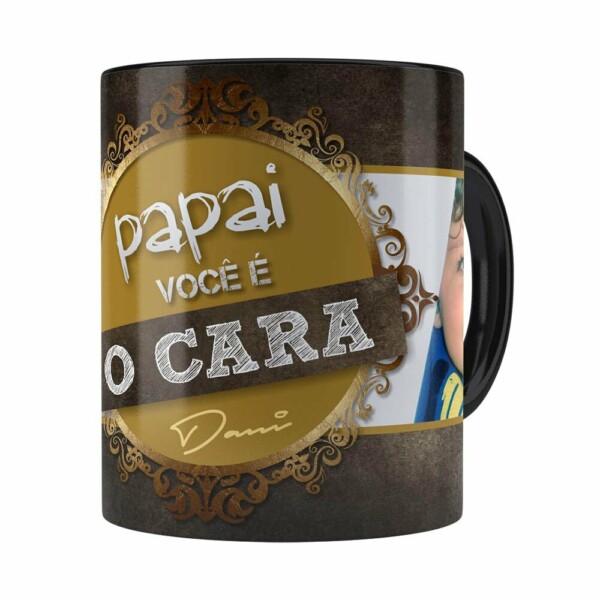 Caneca Papai Você é O Cara 4 Fotos Preta