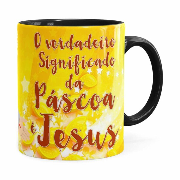 Caneca Páscoa Verdadeiro Significado é Jesus V02 Preta
