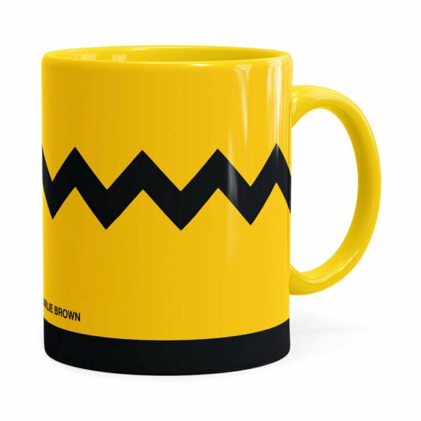 Caneca Peanuts Charlie Brown Minimalista Amarela