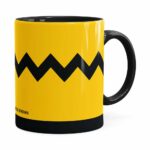 Caneca Peanuts Charlie Brown Minimalista Preta