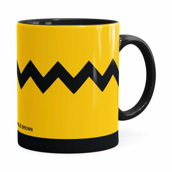 Caneca Peanuts Charlie Brown Minimalista Preta