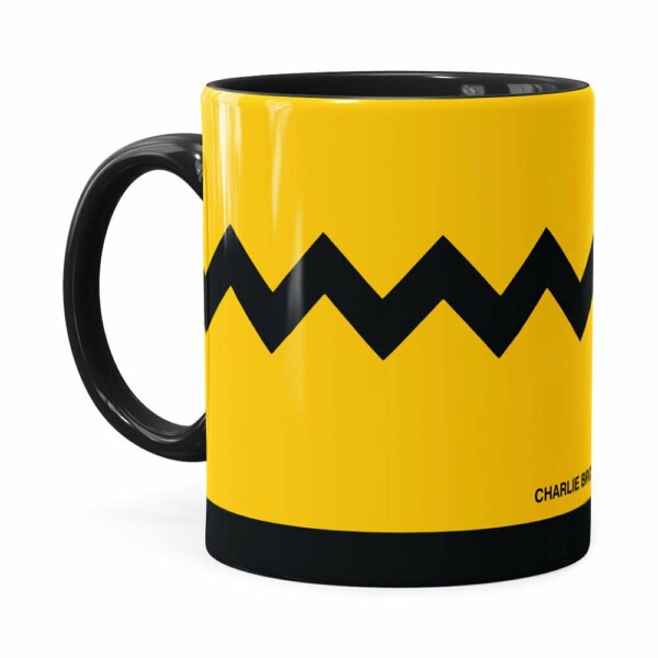Caneca Peanuts Charlie Brown Minimalista Preta