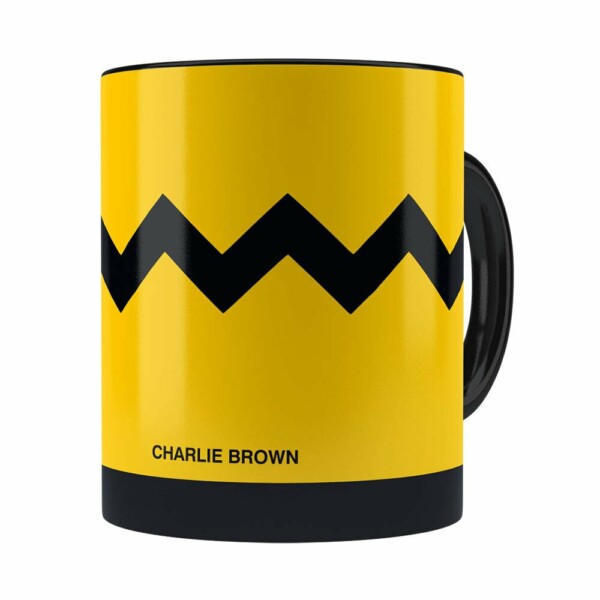 Caneca Peanuts Charlie Brown Minimalista Preta