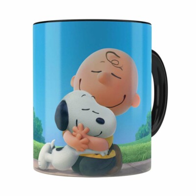 Caneca Peanuts Snoopy E Charlie Brown Preta