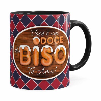 Caneca Personalizada Doce De Biso Com Foto Preta