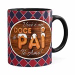 Caneca Personalizada Doce De Pai Com Foto Preta