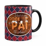 Caneca Personalizada Doce De Pai Com Nome Preta