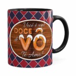 Caneca Personalizada Doce De Vô Com Foto Preta