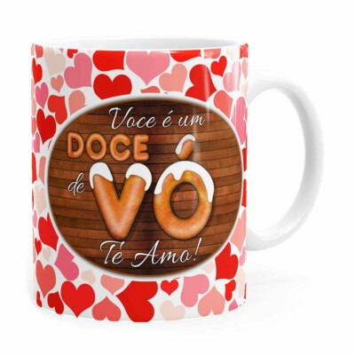 Caneca Personalizada Doce De Vó Com Nome Branca