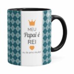 Caneca Personalizada Papai é Rei Com Foto Preta