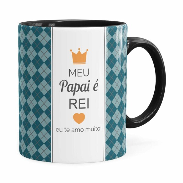 Caneca Personalizada Papai é Rei Com Foto Preta