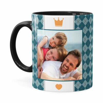 Caneca Personalizada Papai é Rei Com Foto Preta