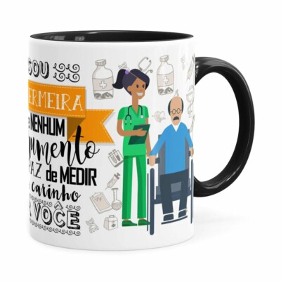 Caneca Personalizada Sou Enfermeira Com Nome Preta