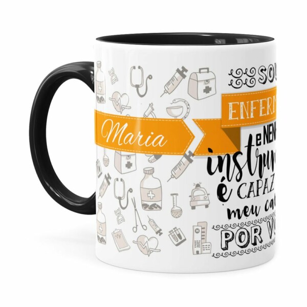 Caneca Personalizada Sou Enfermeira Com Nome Preta