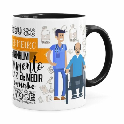 Caneca Personalizada Sou Enfermeiro Com Nome Preta