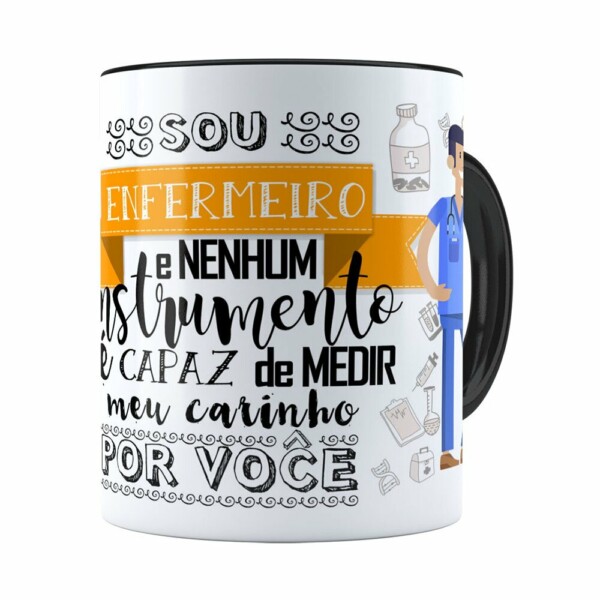 Caneca Personalizada Sou Enfermeiro Com Nome Preta