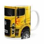 Caneca Personalizada Truck Amarelo V01 Com Nome Branca