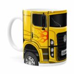 Caneca Personalizada Truck Amarelo V01 Com Nome Branca