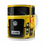 Caneca Personalizada Truck Amarelo V01 Com Nome Branca