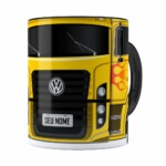 Caneca Personalizada Truck Amarelo V01 Com Nome Preta