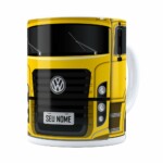 Caneca Personalizada Truck Amarelo V02 Com Nome Branca
