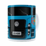 Caneca Personalizada Truck Azul V01 Com Nome Branca