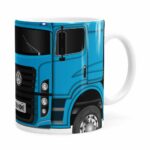 Caneca Personalizada Truck Azul V02 Com Nome Branca