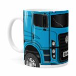 Caneca Personalizada Truck Azul V02 Com Nome Branca
