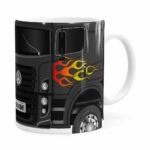 Caneca Personalizada Truck Cinza Escuro V01 Com Nome Branca