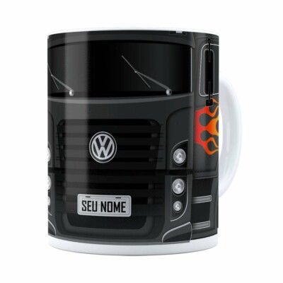 Caneca Personalizada Truck Cinza Escuro V01 Com Nome Branca