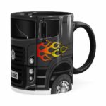 Caneca Personalizada Truck Cinza Escuro V01 Com Nome Preta