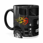 Caneca Personalizada Truck Cinza Escuro V01 Com Nome Preta