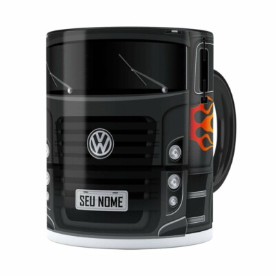 Caneca Personalizada Truck Cinza Escuro V01 Com Nome Preta