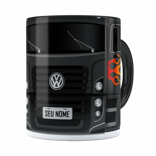 Caneca Personalizada Truck Cinza Escuro V01 Com Nome Preta