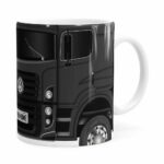 Caneca Personalizada Truck Cinza Escuro V02 Com Nome Branca