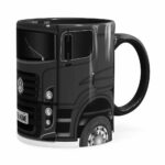 Caneca Personalizada Truck Cinza Escuro V02 Com Nome Branca
