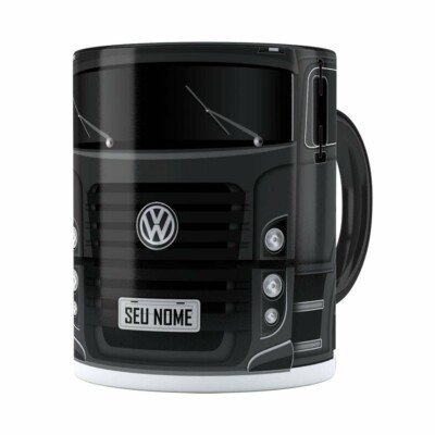 Caneca Personalizada Truck Cinza Escuro V02 Com Nome Branca