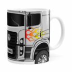 Caneca Personalizada Truck Cinza V01 Com Nome Branca