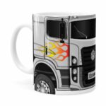 Caneca Personalizada Truck Cinza V01 Com Nome Branca