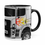 Caneca Personalizada Truck Cinza V01 Com Nome Preta