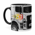 Caneca Personalizada Truck Cinza V01 Com Nome Preta