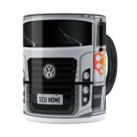 Caneca Personalizada Truck Cinza V01 Com Nome Preta