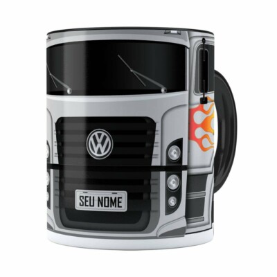 Caneca Personalizada Truck Cinza V01 Com Nome Preta
