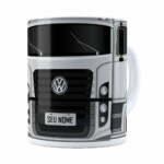 Caneca Personalizada Truck Cinza V02 Com Nome Branca